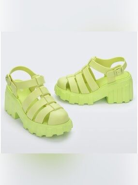 Melissa Megan Fisherman Platform in Bright Yellow, Size 7